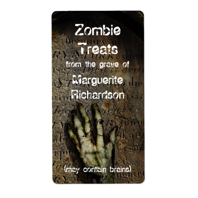 Steigende Zombie-Hand-Halloween-Backetikett (Vorne)
