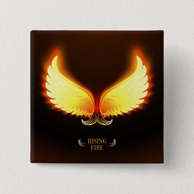 Steigendes Feuer - Phoenix-Flügel Button (Vorderseite)