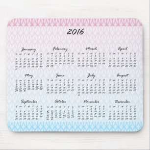 Steigungs-ovaler Muster-Kalender 2016 Mousepad