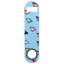 Steigungs-Schmetterlinge auf hellblauem Speedflaschenöffner