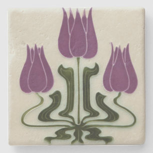 Stein Achterbahn - Art Nouveau Lila Tulpen Steinuntersetzer