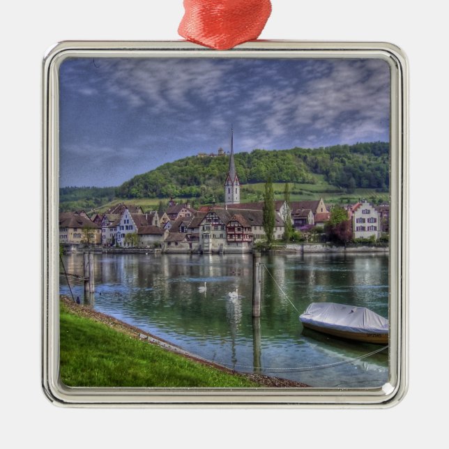 Stein auf dem Fluss Rhein Ornament Aus Metall (Vorne)