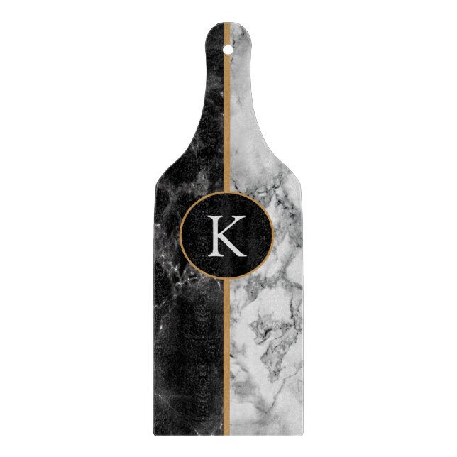 Stein aus schwarzem und weißem Marmor - Letter hin Schneidebrett (Vorderseite)