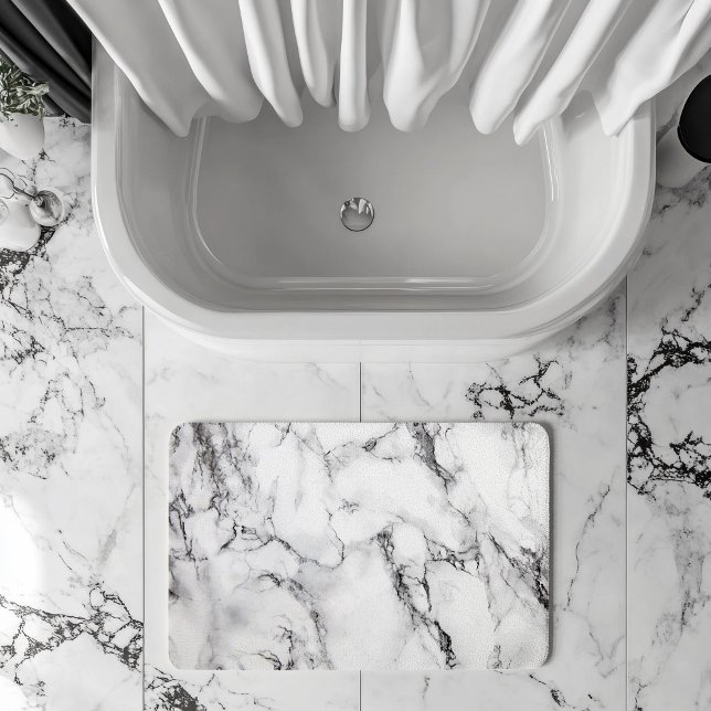 Stein aus weißem schwarzem und grauem Marmor Badematte (Von Creator hochgeladen)