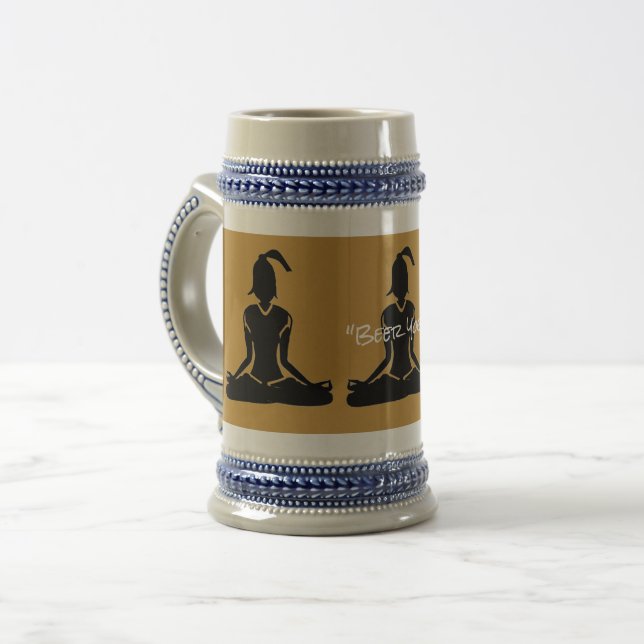 Stein-Beer Yoga Stein w/Gold & Blue Bierglas (Vorderseite Links)