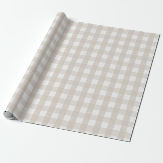 Stein-Beige-Buffalo-Karo-Weihnachten Geschenkpapier (Ungerollt)