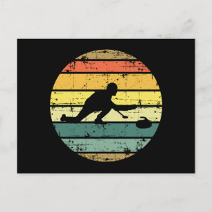Stein-Curling-Wintersport-Curler-Retro-Vintage  Postkarte
