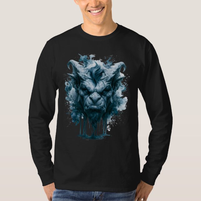 Stein-Dämon Langarmshirt T-Shirt (Vorderseite)