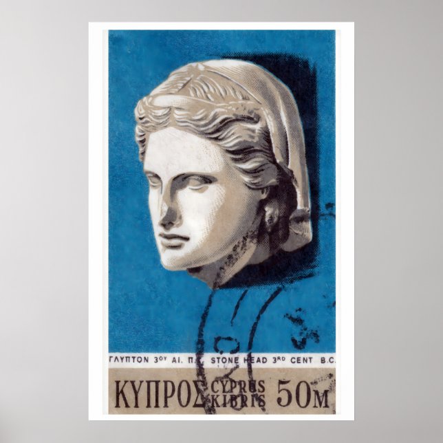 Stein Kopf Skulptur Streichholzschachtel Kunst Dru Poster (Vorne)