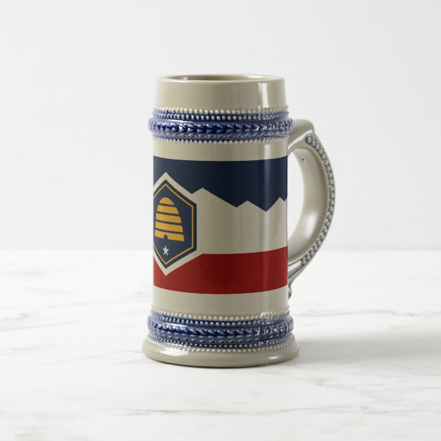 Stein mit Flagge von Utah, USA Bierglas (VorderseiteRechts)