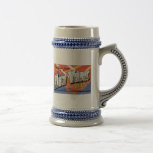 Stein mit Vintagem New- York Cityplakat-Entwurf Bierglas