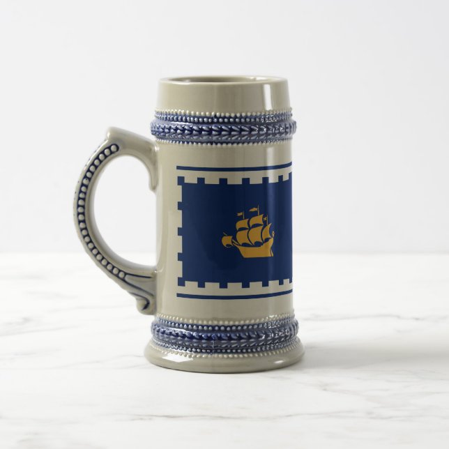 Stein-Mug mit Flagge von Quebec City, Kanada Bierglas (Links)