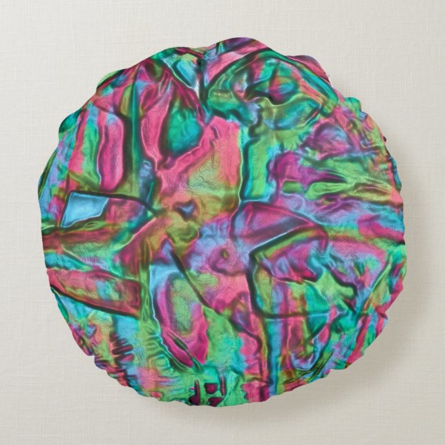 Stein oder geruchelt mit sanft seidigen Farbtönen Rundes Kissen (Rückseite)