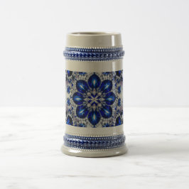 Stein-Tasse mit blauweißem Farbdesign Bierglas