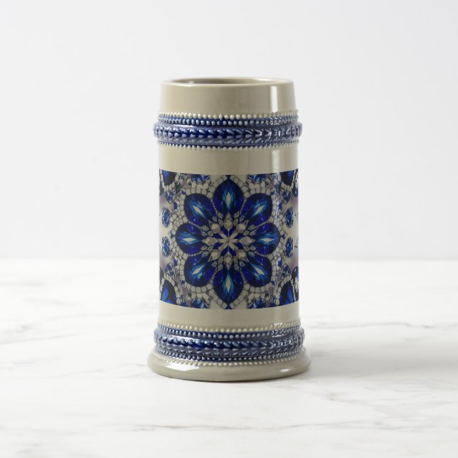 Stein-Tasse mit blauweißem Farbdesign Bierglas (Mittel)