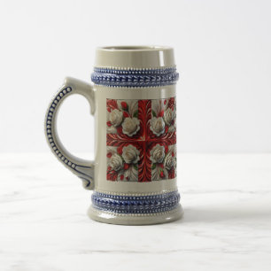 Stein-Tasse mit englischer Rose Design Bierglas