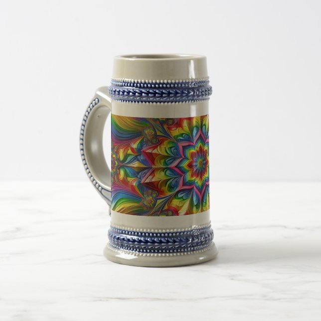 Stein-Tasse mit LGBTQ-Farbdesign Bierglas (Vorderseite Links)