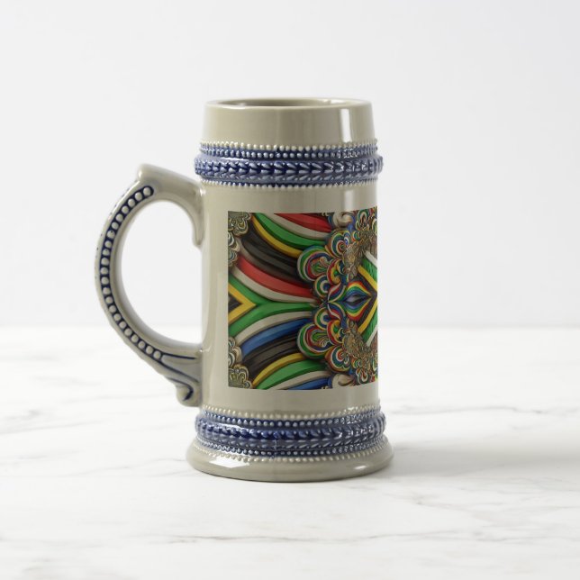 Stein Tasse mit südafrikanischem Farbdesign (Links)