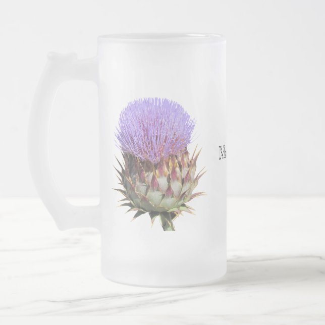Stein - Thistle und Name Mattglas Bierglas (Links)