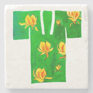 Stein-Unterlage mit grün-goldenem Nagajuban-Design Steinuntersetzer