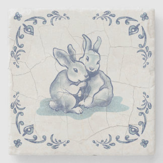 Stein-Untersetzer Freundliche Kaninchen Delft-Flie Steinuntersetzer