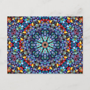 Stein Wunder  Vintage Blau Fraktal Kaleidoskop Postkarte