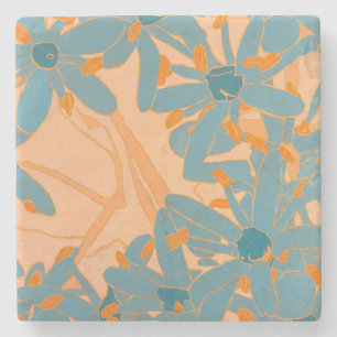 Steinachterbahn Contemporary Leaf Design in Pfirsi Steinuntersetzer