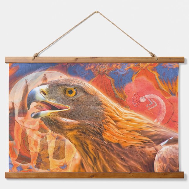STEINADLER Ruft alle Kachinas Wandteppich Mit Holzrahmen (Vorne)