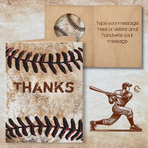 Steinähnliche Vintage-Baseball-Dankeschön-Karten Dankeskarte
