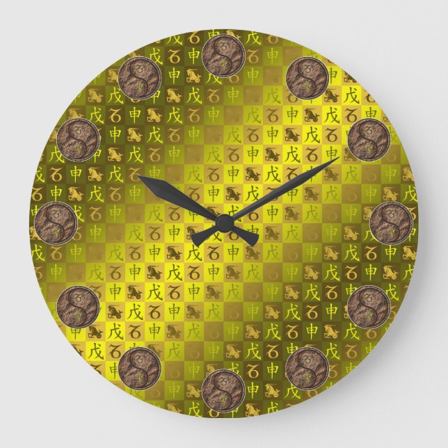 Steinbock & Erd-Affe Große Wanduhr (Vorderseite)