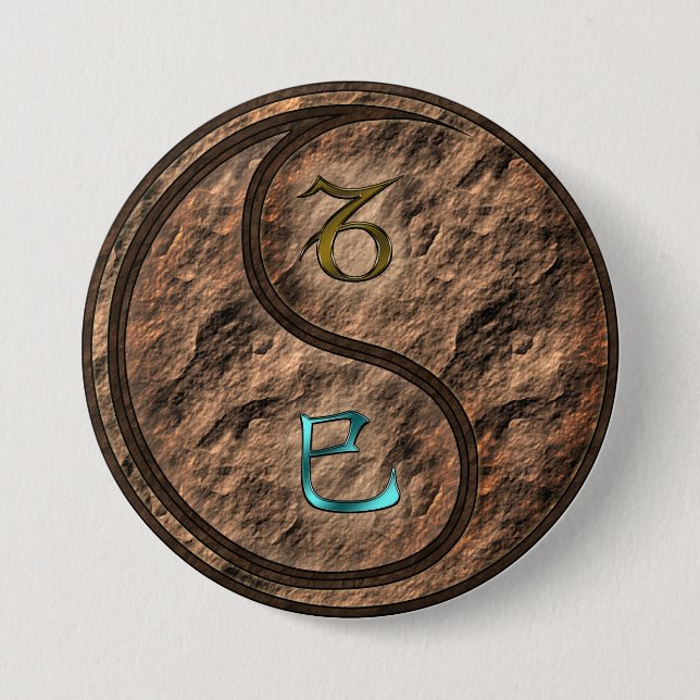 Steinbock & Erde Schlange Button (Vorderseite)
