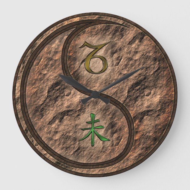 Steinbock & Erde Ziege Große Wanduhr (Vorderseite)