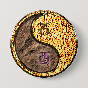 Steinbock & Feuer Hahn Button