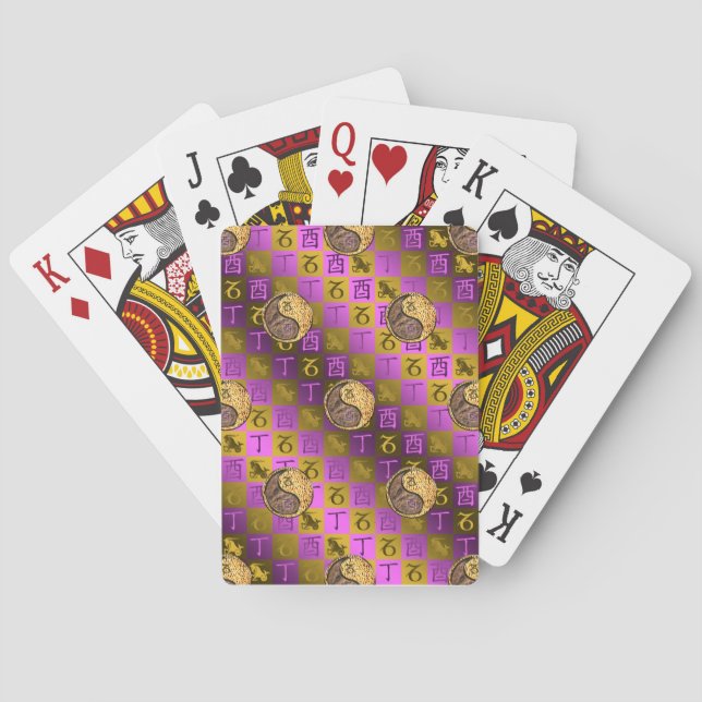 Steinbock & Feuer Hahn Spielkarten (Rückseite)