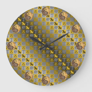 Steinbock & Feuer Kaninchen Große Wanduhr