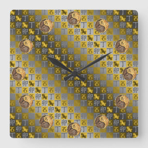 Steinbock & Feuer Kaninchen Quadratische Wanduhr