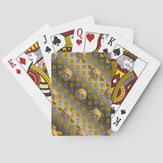 Steinbock & Feuer Kaninchen Spielkarten (Rückseite)