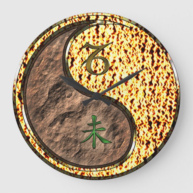 Steinbock & Feuer Ziege Große Wanduhr (Vorderseite)