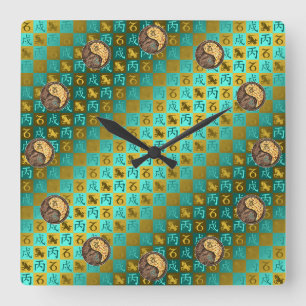 Steinbock & Feuerhund Quadratische Wanduhr