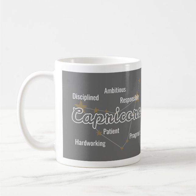 Steinbock Graue Aquarell Astrologie Sternzeichen Kaffeetasse (Links)