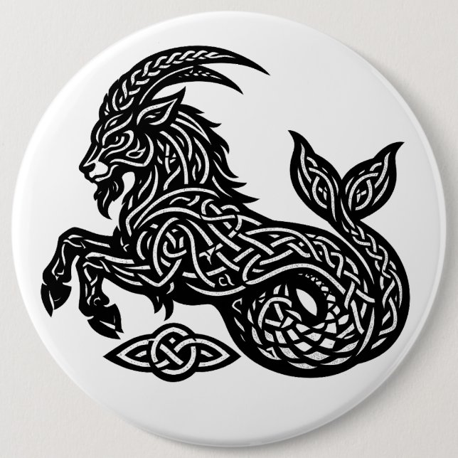 Steinbock — Heiße Tinte Zodiak Ziege‑Fisch Button (Vorderseite)