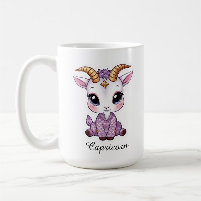 Steinbock-Himmels-Zodiak-Tasse - Rosa Seebock Kaffeetasse (Links)