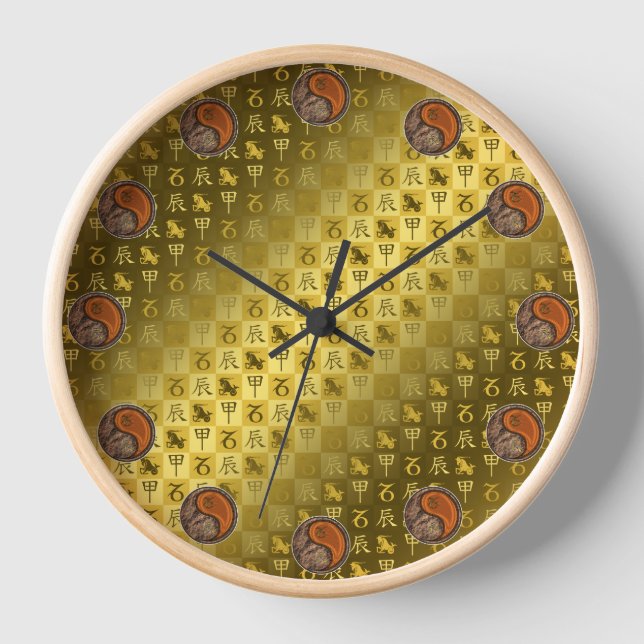 Steinbock & Holz-Drache Uhr (Vorderseite)