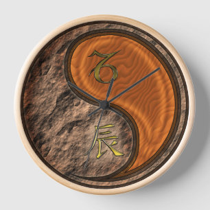 Steinbock & Holz-Drache Uhr