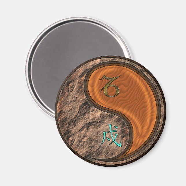 Steinbock & Holz Hund Magnet (Vorderseite/Rückseite)