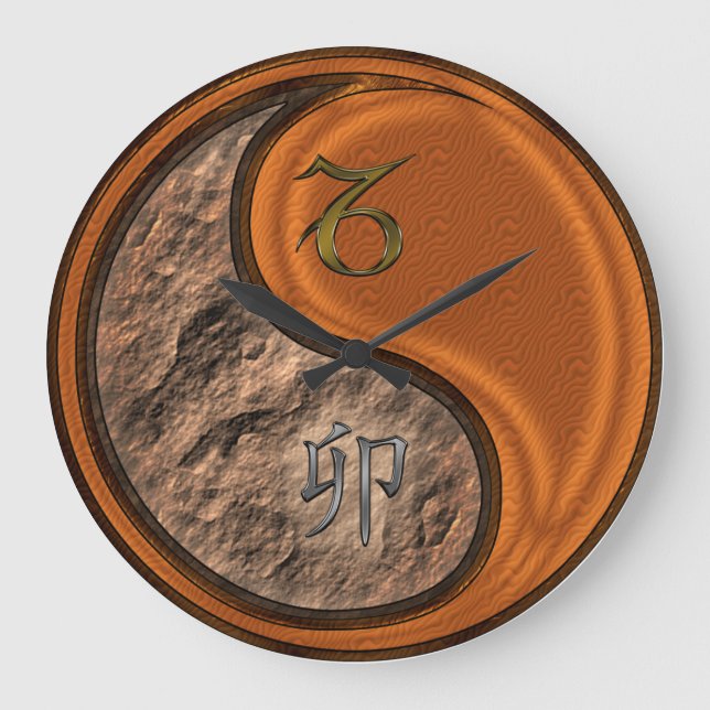 Steinbock & Holz Kaninchen Große Wanduhr (Vorderseite)