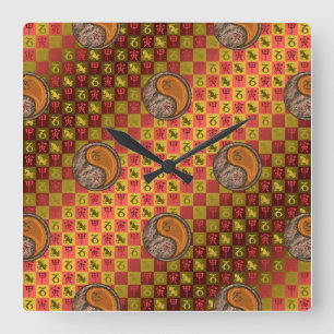 Steinbock & Holz Tiger Quadratische Wanduhr