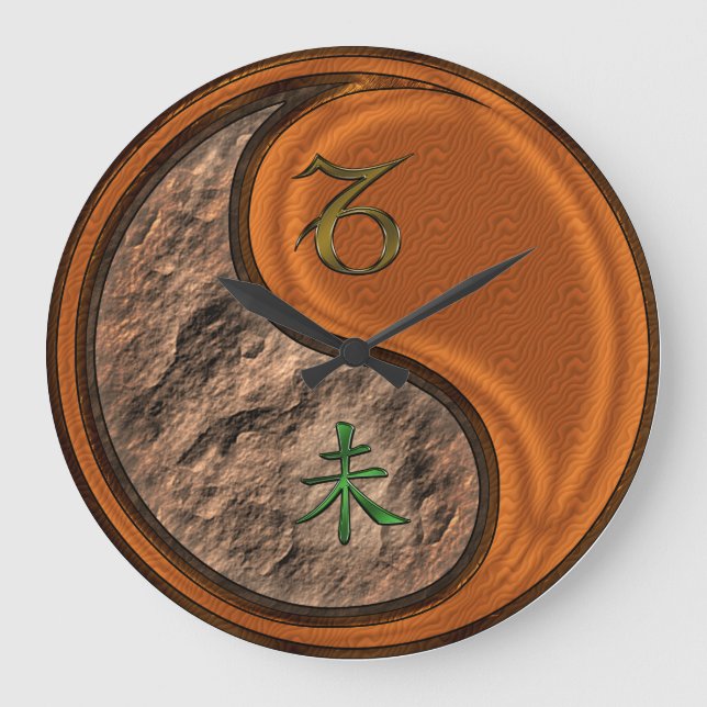 Steinbock & Holz Ziege Große Wanduhr (Vorderseite)