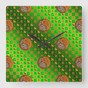 Steinbock & Holz Ziege Quadratische Wanduhr