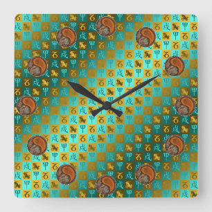 Steinbock & Holzhund Quadratische Wanduhr